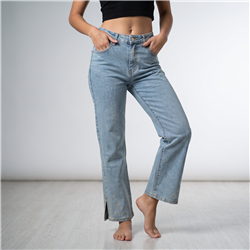 Mujer pantalon jean elastizado botamangas bordado - LU