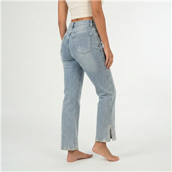 Mujer pantalon jean elastizado botamangas bordado - LU