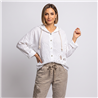 Mujer camisa lino flores crochet linea italiana - IB