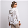 Mujer camisa lino flores crochet linea italiana - IB