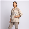 Mujer campera creep combinada guipur capucha frente letras ITA - IB