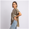Mujer remera laminada amplia print escote V - OG