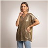 Mujer remera laminada amplia print escote V - OG