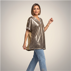 Mujer remera laminada amplia print escote V - OG
