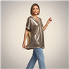 Mujer remera laminada amplia print escote V - OG