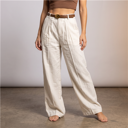 Mujer pantalon sastrero lino cinturon POLO - OG