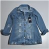 Mujer Campera jean rigida larga roturas