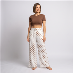 Mujer pantalon sastrero lino alunares cinto - OG