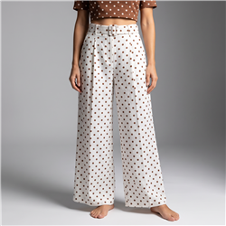 Mujer pantalon sastrero lino alunares cinto - OG