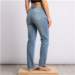 Mujer pantalon jean elastizado frente brillo roturas - OG