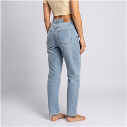 Mujer pantalon jean elastizado brillo combinado - OG