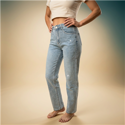 Mujer pantalon jean elastizado brillo combinado - OG