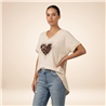Mujer remera algodon frente corazon print escote V - RI