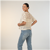 Mujer blusa crochet frente flores brillos  - RI