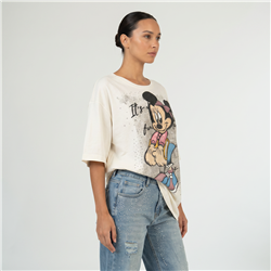 Mujer remera algodon estampa minnie estrass - OG