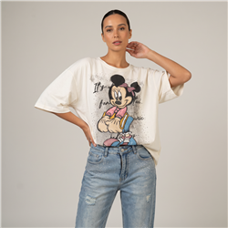 Mujer remera algodon estampa minnie estrass - OG
