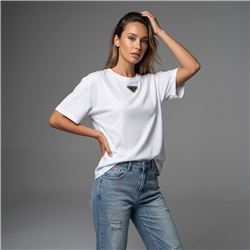Mujer remera algodon chapon PRADA - OG