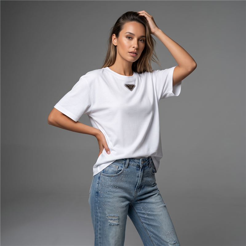 Mujer remera algodon chapon PRADA - OG
