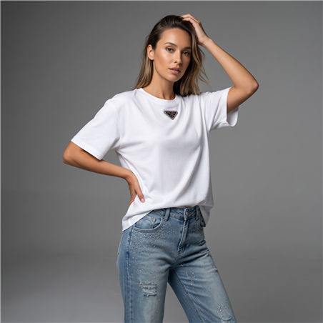 Mujer remera algodon chapon PRADA - OG