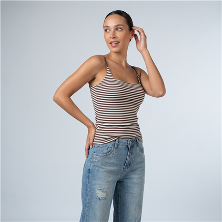 Mujer top lycra rayado taza soft - OG