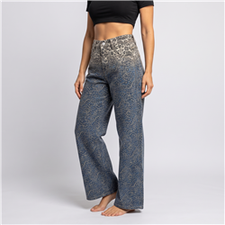 Mujer pantalon jean wideleg print - OG