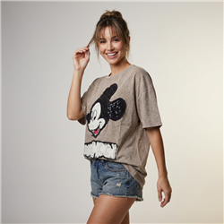 Mujer remera algodon aplique mickey lentejuelas - OG