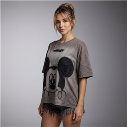 Mujer remera algodon batic mickey bordado plush - OG