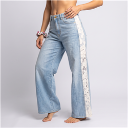 Mujer pantalon jean guipur laterales linea italiana  - IB