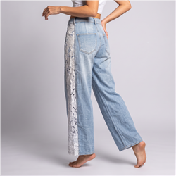 Mujer pantalon jean guipur laterales linea italiana  - IB