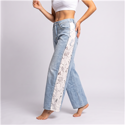 Mujer pantalon jean guipur laterales linea italiana  - IB