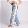 Mujer pantalon jean guipur laterales linea italiana  - IB