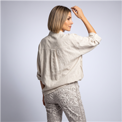 Mujer camisa lino combinada guipur linea italiana - IB