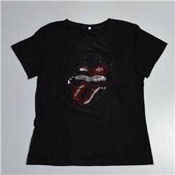 Mujer remera algodon estampa lentejuelas THE STONES