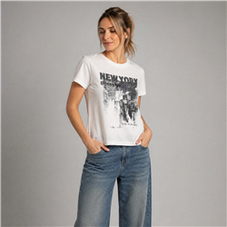 Mujer remera algodon frente estampa NEW YORK BROOKLYN - PI