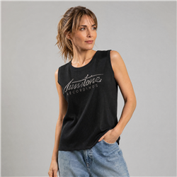 Mujer remera hilo sin mangas frente RECORDINGS - OG