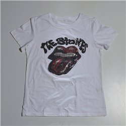 Mujer remera algodon estampa lentejuelas THE STONES