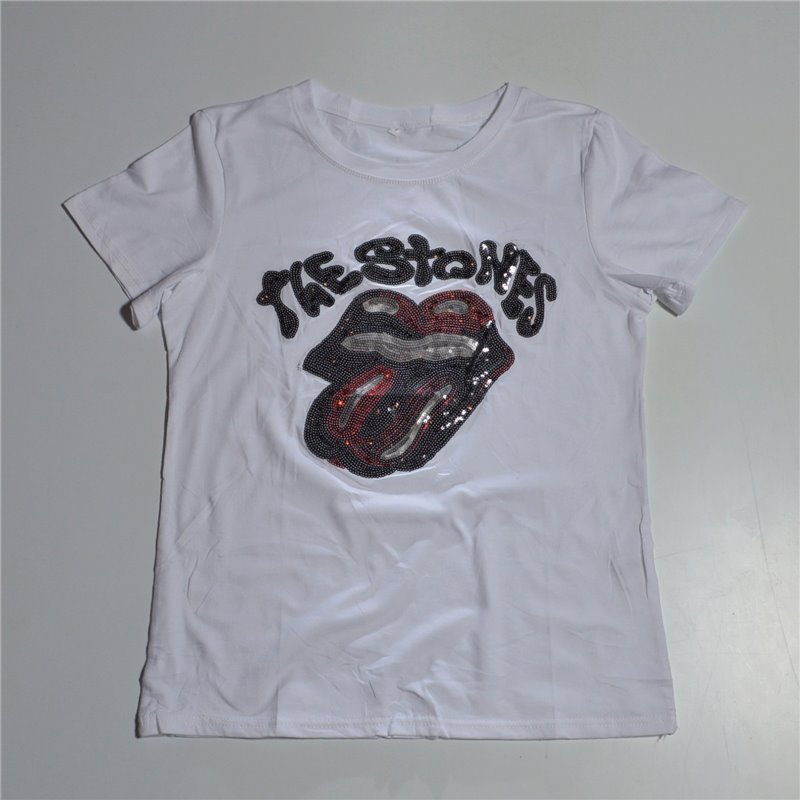 Mujer remera algodon estampa lentejuelas THE STONES