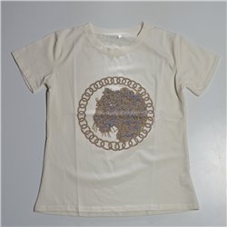 Mujer remera algodon estampa tigre brillo