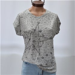 Mujer Remera elastizada estampa print doble estrella brillo