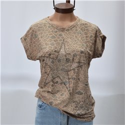 Mujer Remera elastizada estampa print doble estrella brillo