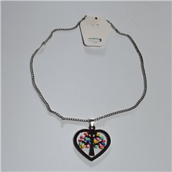 Colgante acero quirurgico dije corazon arbol de la vida color