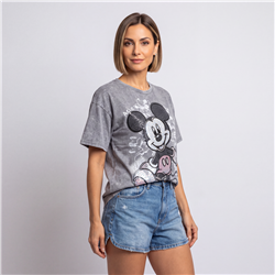 Mujer remera algodon amplia estampa mickey lentejuelas tornasol - OG
