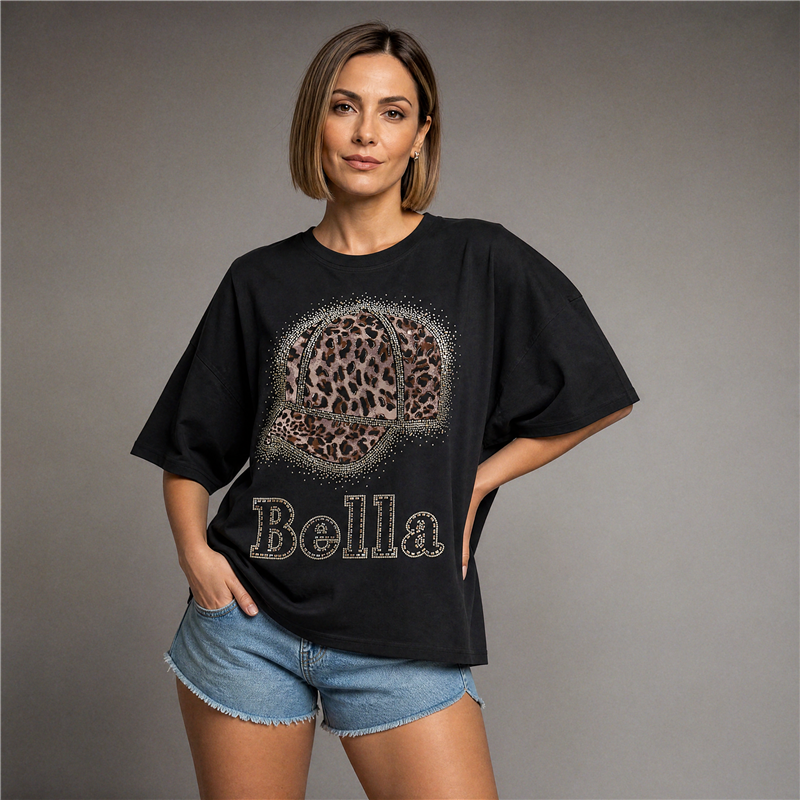 Mujer remera algodon amplia estampa visera print BELLA - OG