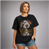 Mujer remera algodon amplia estampa perrito brillo - OG