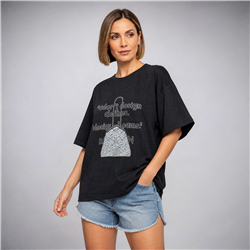 Mujer remera algodon estampa cartera encaje brillo - OG