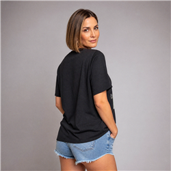 Mujer remera algodon estampa cartera encaje brillo - OG