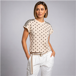 Mujer remera algodon corta alunares estras en hombros - PI
