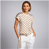 Mujer remera algodon corta alunares estras en hombros - PI