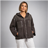Mujer campera lino capucha bordada lentejuelas italiana - IB