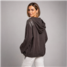 Mujer campera lino capucha bordada lentejuelas italiana - IB